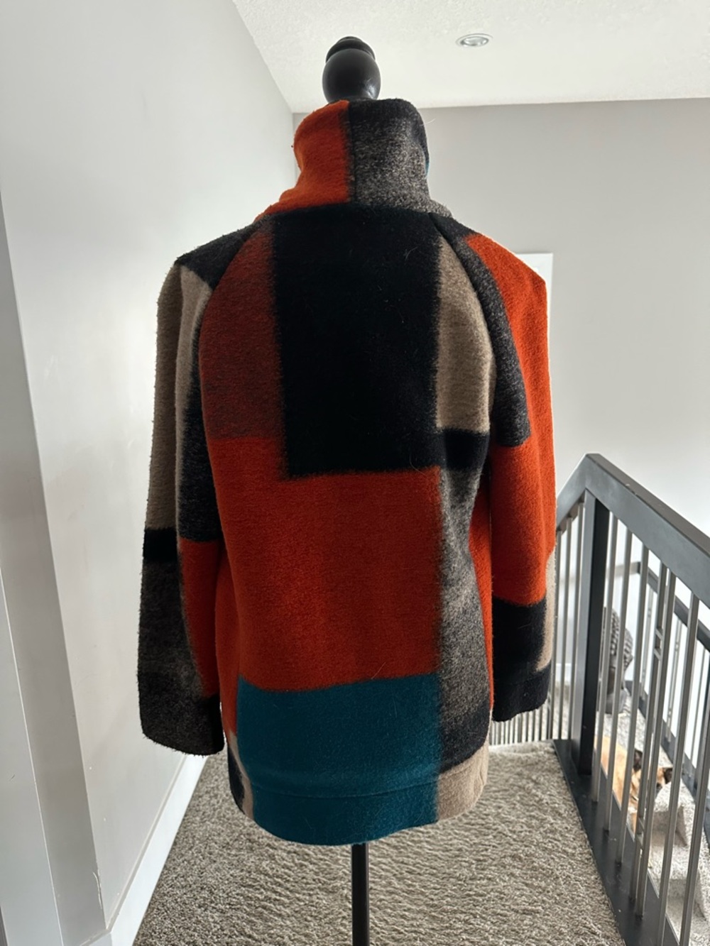 LUII BY ANTHROPOLOGIE - WOOL CAPE COAT (COLOR BLOCK DRAPING) SIZE S - Picture 3 of 8